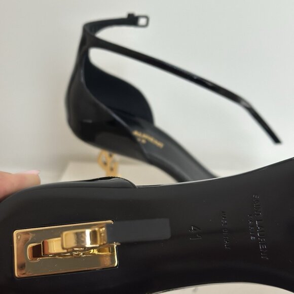 Saint Laurent OPYUM Sandals In leather With Gold Heel - Picture 5 of 8